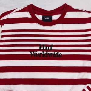 Huf worldwide Long Sleeve Front Logo Striped T shirt